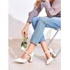imageCoutgo Womens Chunky High Heels Closed Pointed Toe Ankle Strap Pumps Cute Dress Dance ShoesWhite