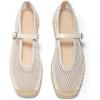 imageCoutgo Womens Espadrilles Mary Jane Flats Closed Sqaure Toe Mesh Ballet Flats Comfortable Dress ShoesBeigeMesh
