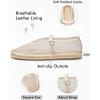 imageCoutgo Womens Espadrilles Mary Jane Flats Closed Sqaure Toe Mesh Ballet Flats Comfortable Dress ShoesBeigeMesh