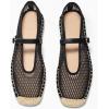 imageCoutgo Womens Espadrilles Mary Jane Flats Closed Sqaure Toe Mesh Ballet Flats Comfortable Dress ShoesBlackMesh