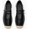 imageCoutgo Womens Espadrilles Mary Jane Flats Closed Sqaure Toe Mesh Ballet Flats Comfortable Dress ShoesBlackPu