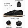 imageCoutgo Womens Espadrilles Mary Jane Flats Closed Sqaure Toe Mesh Ballet Flats Comfortable Dress ShoesBlackPu