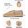 imageCoutgo Womens Espadrilles Mary Jane Flats Closed Sqaure Toe Mesh Ballet Flats Comfortable Dress ShoesKhakiPu
