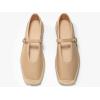 imageCoutgo Womens Espadrilles Mary Jane Flats Closed Sqaure Toe Mesh Ballet Flats Comfortable Dress ShoesKhakiPu