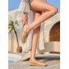 imageCoutgo Womens Espadrilles Mary Jane Flats Closed Sqaure Toe Mesh Ballet Flats Comfortable Dress ShoesKhakiPu