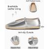 imageCoutgo Womens Espadrilles Mary Jane Flats Closed Sqaure Toe Mesh Ballet Flats Comfortable Dress ShoesSilverPu