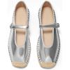 imageCoutgo Womens Espadrilles Mary Jane Flats Closed Sqaure Toe Mesh Ballet Flats Comfortable Dress ShoesSilverPu