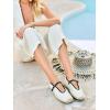 imageCoutgo Womens Espadrilles Mary Jane Flats Closed Sqaure Toe Mesh Ballet Flats Comfortable Dress ShoesWhitePu