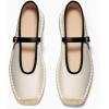 imageCoutgo Womens Espadrilles Mary Jane Flats Closed Sqaure Toe Mesh Ballet Flats Comfortable Dress ShoesWhitePu
