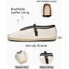 imageCoutgo Womens Espadrilles Mary Jane Flats Closed Sqaure Toe Mesh Ballet Flats Comfortable Dress ShoesWhitePu