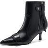 imageCoutgo Womens Kitten Heel Ankle Boots Pointed Toe Buckle Side Zipper Tassel Fall Winter Booties ShoesBlack