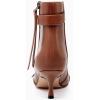 imageCoutgo Womens Kitten Heel Ankle Boots Pointed Toe Buckle Side Zipper Tassel Fall Winter Booties ShoesBrown