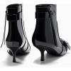 imageCoutgo Womens Kitten Heel Ankle Boots Pointed Toe Buckle Side Zipper Tassel Fall Winter Booties ShoesCool Black