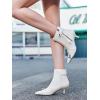 imageCoutgo Womens Kitten Heel Ankle Boots Pointed Toe Buckle Side Zipper Tassel Fall Winter Booties ShoesCreamywhite