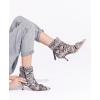imageCoutgo Womens Kitten Heel Ankle Boots Pointed Toe Buckle Side Zipper Tassel Fall Winter Booties ShoesSnake Skin