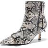 imageCoutgo Womens Kitten Heel Ankle Boots Pointed Toe Buckle Side Zipper Tassel Fall Winter Booties ShoesSnake Skin