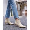 imageCoutgo Womens Kitten Heel Ankle Boots Pointed Toe Side Zipper Fall Winter Booties ShoesBeige