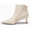 imageCoutgo Womens Kitten Heel Ankle Boots Pointed Toe Side Zipper Fall Winter Booties ShoesBeige