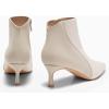imageCoutgo Womens Kitten Heel Ankle Boots Pointed Toe Side Zipper Fall Winter Booties ShoesBeige