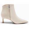 imageCoutgo Womens Kitten Heel Ankle Boots Pointed Toe Side Zipper Fall Winter Booties ShoesBeige