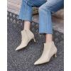 imageCoutgo Womens Kitten Heel Ankle Boots Pointed Toe Side Zipper Fall Winter Booties ShoesBeige