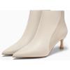 imageCoutgo Womens Kitten Heel Ankle Boots Pointed Toe Side Zipper Fall Winter Booties ShoesBeige