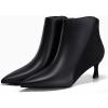 imageCoutgo Womens Kitten Heel Ankle Boots Pointed Toe Side Zipper Fall Winter Booties ShoesBlack