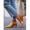 imageCoutgo Womens Kitten Heel Ankle Boots Pointed Toe Side Zipper Fall Winter Booties ShoesBrown