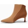 imageCoutgo Womens Kitten Heel Ankle Boots Pointed Toe Side Zipper Fall Winter Booties ShoesBrown