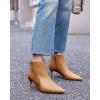 imageCoutgo Womens Kitten Heel Ankle Boots Pointed Toe Side Zipper Fall Winter Booties ShoesBrown