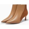 imageCoutgo Womens Kitten Heel Ankle Boots Pointed Toe Side Zipper Fall Winter Booties ShoesBrown