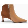 imageCoutgo Womens Kitten Heel Ankle Boots Pointed Toe Side Zipper Fall Winter Booties ShoesBrown