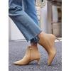 imageCoutgo Womens Kitten Heel Ankle Boots Pointed Toe Side Zipper Fall Winter Booties ShoesKhaki