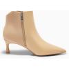 imageCoutgo Womens Kitten Heel Ankle Boots Pointed Toe Side Zipper Fall Winter Booties ShoesKhaki