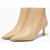 imageCoutgo Womens Kitten Heel Ankle Boots Pointed Toe Side Zipper Fall Winter Booties ShoesKhaki