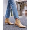 imageCoutgo Womens Kitten Heel Ankle Boots Pointed Toe Side Zipper Fall Winter Booties ShoesKhaki