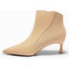 imageCoutgo Womens Kitten Heel Ankle Boots Pointed Toe Side Zipper Fall Winter Booties ShoesKhaki