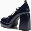 imageCoutgo Womens Mary Jane Heels Chunky Platform Loafer Shoes Block Heel Closed Square Toe Pumps Cross Strap High Heel Dress ShoesNavy