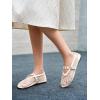 imageCoutgo Womens Mesh Ballet Flats Mary Jane Fishnet Ballerina Buckle Strap Comfortable Causal Dress ShoesApricot