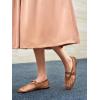 imageCoutgo Womens Mesh Ballet Flats Mary Jane Fishnet Ballerina Buckle Strap Comfortable Causal Dress ShoesBrown