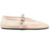 imageCoutgo Womens Mesh Ballet Flats Mary Jane Fishnet Ballerina Buckle Strap Comfortable Causal Dress ShoesNude