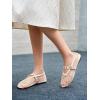 imageCoutgo Womens Mesh Ballet Flats Mary Jane Fishnet Ballerina Buckle Strap Comfortable Causal Dress ShoesNude