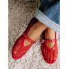 imageCoutgo Womens Mesh Ballet Flats Mary Jane Fishnet Ballerina Buckle Strap Comfortable Causal Dress ShoesRed