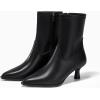 imageCoutgo Womens Pointed Toe Ankle Boots Stacked Kitten Low Heel Side Zipper Fall Booties ShoesBlack