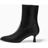 imageCoutgo Womens Pointed Toe Ankle Boots Stacked Kitten Low Heel Side Zipper Fall Booties ShoesBlack