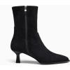 imageCoutgo Womens Pointed Toe Ankle Boots Stacked Kitten Low Heel Side Zipper Fall Booties ShoesBlack Suede