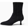 imageCoutgo Womens Pointed Toe Ankle Boots Stacked Kitten Low Heel Side Zipper Fall Booties ShoesBlack Suede