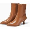imageCoutgo Womens Pointed Toe Ankle Boots Stacked Kitten Low Heel Side Zipper Fall Booties ShoesBrown