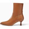 imageCoutgo Womens Pointed Toe Ankle Boots Stacked Kitten Low Heel Side Zipper Fall Booties ShoesBrown