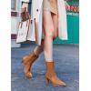 imageCoutgo Womens Pointed Toe Ankle Boots Stacked Kitten Low Heel Side Zipper Fall Booties ShoesBrown